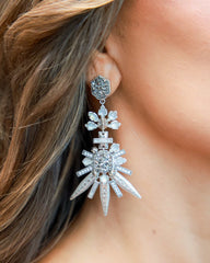 Serayah Vintage Silver Statement Earrings in White Mix