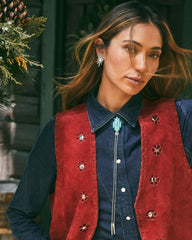 Serayah Vintage Silver Statement Stud Earrings in White Mix