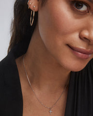 Cross 14k White Gold Pendant Necklace in White Diamonds