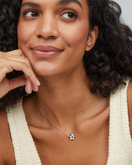 Soccer Silver Short Pendant Necklace in Ivory Mother-of-Pearl