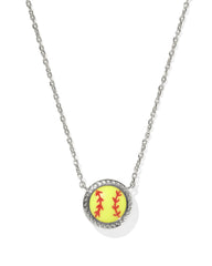Softball Silver Short Pendant Necklace