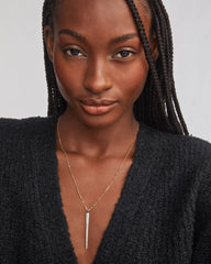 0.31 ct Spike 14k Yellow Gold Statement Necklace in White Diamond