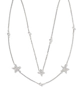 0.19 ct Star Cluster 14k White Gold Multi Strand Necklace in White Diamond