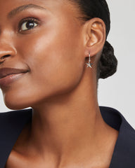 Star 14k White Gold Huggie Earrings