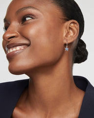 Star 14k White Gold Huggie Earrings