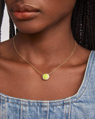 Tennis Gold Short Pendant Necklace in Chartreuse Magnesite
