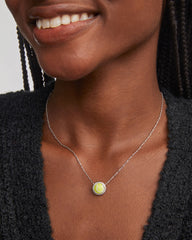 Tennis Silver Short Pendant Necklace in Chartreuse Magnesite