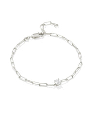Virginia Sterling Silver Paperclip Bracelet in White Topaz