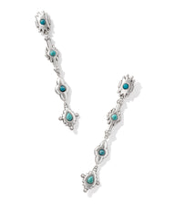 Shera Vintage Silver Linear Earrings in Teal Mix