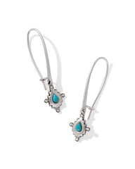 Shera Vintage Silver Wire Drop Earrings in Variegated Dark Teal Magnesite