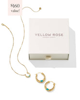 Noble Vintage Gold Horseshoe Gift Set of 2 in Variegated Dark Teal Magnesite