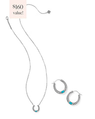 Noble Vintage Silver Horseshoe Gift Set of 2 in Variegated Dark Teal Magnesite