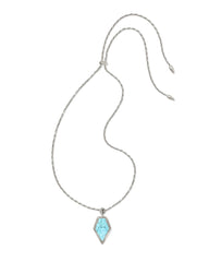 Tessa Vintage Silver Etch Frame Large Long Pendant Necklace