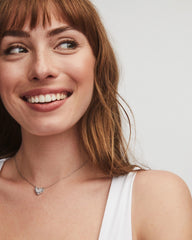 Ari Heart Silver Extended Length Pendant Necklace in Platinum Drusy