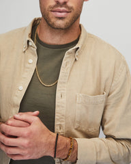 Evans 18k Yellow Gold Vermeil Corded Bracelet in Black Leather