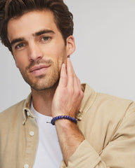 Cade Oxidized Sterling Silver Corded Bracelet in Blue Lapis