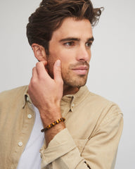 Cade Oxidized Sterling Silver Beaded Bracelet in Green Malachite