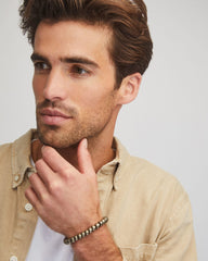 Cade Oxidized Sterling Silver Beaded Bracelet in Pyrite