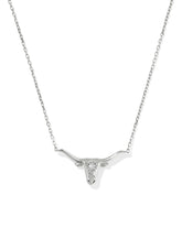 Diamond Accent 14k White Gold Longhorn Necklace in White Diamond