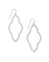 Abbie Silver Open Frame Earrings in White Crystal