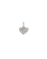 Ari Heart Sterling Silver Pave Charm in White Diamond