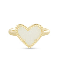 Ari Heart Gold Band Ring in Iridescent Drusy