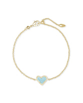 Ari Heart Gold Chain Bracelet in Light Blue Magnesite