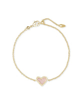 Ari Heart Gold Chain Bracelet in Rose Quartz