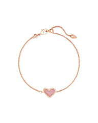 Ari Heart Rose Gold Chain Bracelet in Light Pink Drusy
