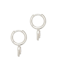 Ari Heart Silver Huggie Earrings in Ivory Mother-of-Pearl