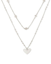 Ari Heart Multi Strand Necklace in Silver