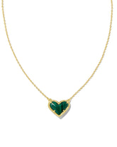 Ari Heart Gold Pendant Necklace in Green Malachite
