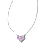 Ari Heart Silver Pendant Necklace in Amethyst