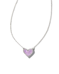 Ari Heart Silver Pendant Necklace in Amethyst
