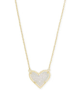 Ari Heart Gold Extended Length Pendant Necklace in Iridescent Drusy
