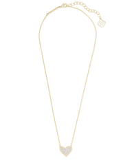 Ari Heart Gold Extended Length Pendant Necklace in Iridescent Drusy