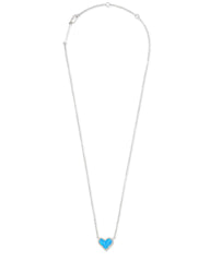 Ari Heart Silver Pendant Necklace in Ocean Kyocera Opal