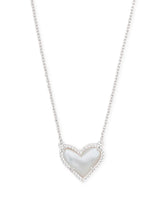 Ari Heart Silver Pendant Necklace in Platinum Drusy