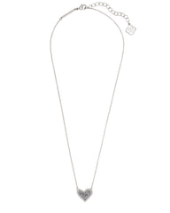 Ari Heart Silver Extended Length Pendant Necklace in Platinum Drusy