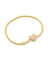 Ari Heart Gold Stretch Bracelet in Rose Quartz