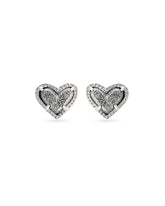 Ari Heart Silver Stud Earrings in Platinum Drusy