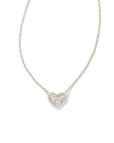 Ari Silver Pave Crystal Heart Necklace in White CZ