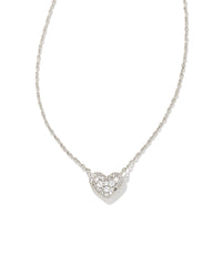 Ari Silver Pave Crystal Heart Necklace in White CZ