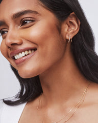 Astrid 14k Yellow Gold Split Hoop Earrings in White Diamond