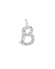 0.12 ct 14k White Gold Letter B Charm in White Diamond