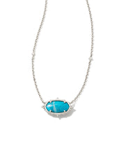 Baroque Elisa Vintage Silver Pendant Necklace in Variegated Dark Teal Magnesite