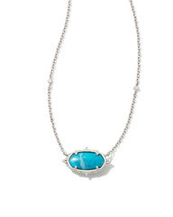 Baroque Elisa Vintage Silver Pendant Necklace in Variegated Dark Teal Magnesite