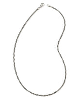 Beck 20" Thin Round Box Chain Necklace in Oxidized Sterling Silver