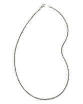 Beck 22" Thin Round Box Chain Necklace in Oxidized Sterling Silver