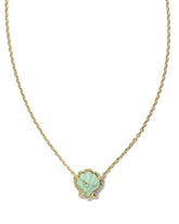 Brynne Gold Shell Short Pendant Necklace in Sea Green Chrysocolla